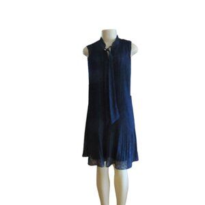 NWT, Nanette Lepore Navy Blue Sleeveless Dress W/ Tie Neck Size 6